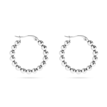 18K Gold PVD Stainless Steel Circle Ball Hoop Earrings