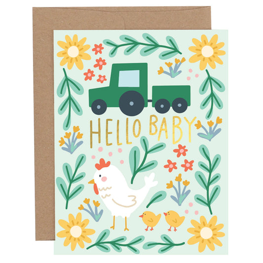 Hello Baby Chicken Baby Greeting Card